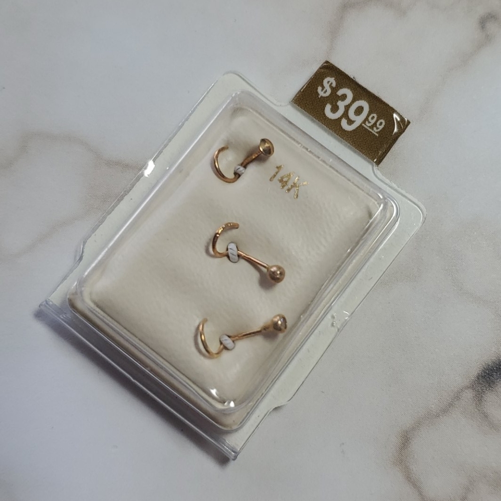 14K gold nose ring set